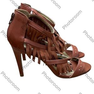 SERGIO BROWN HANDMADE IN BRAZIL FRINGE HEELS ZIP UP CLOSURE SIZE 8